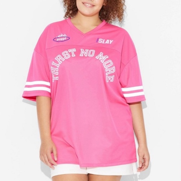 Adult Poppi Football Pink Graphic Jersey NWT women’s size - Picture 2 of 11